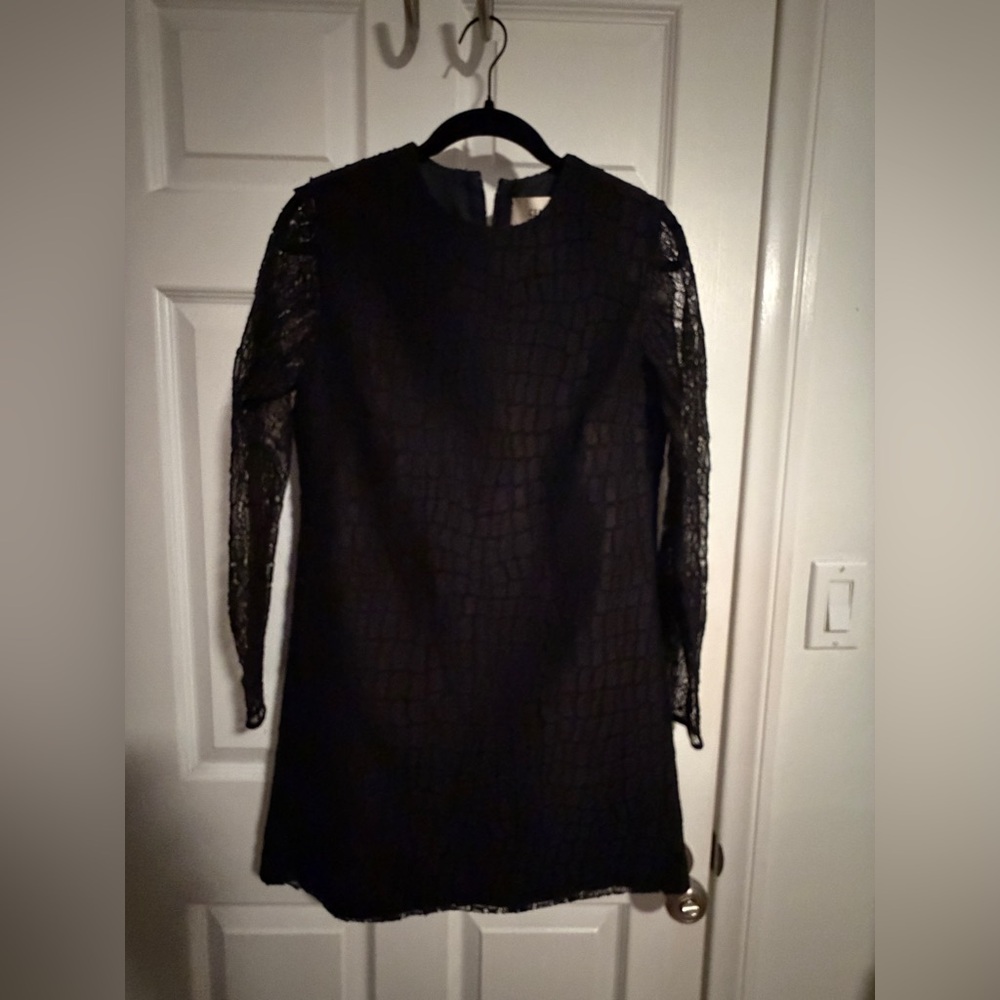 Celine Black Textured Long Sleeve Dress